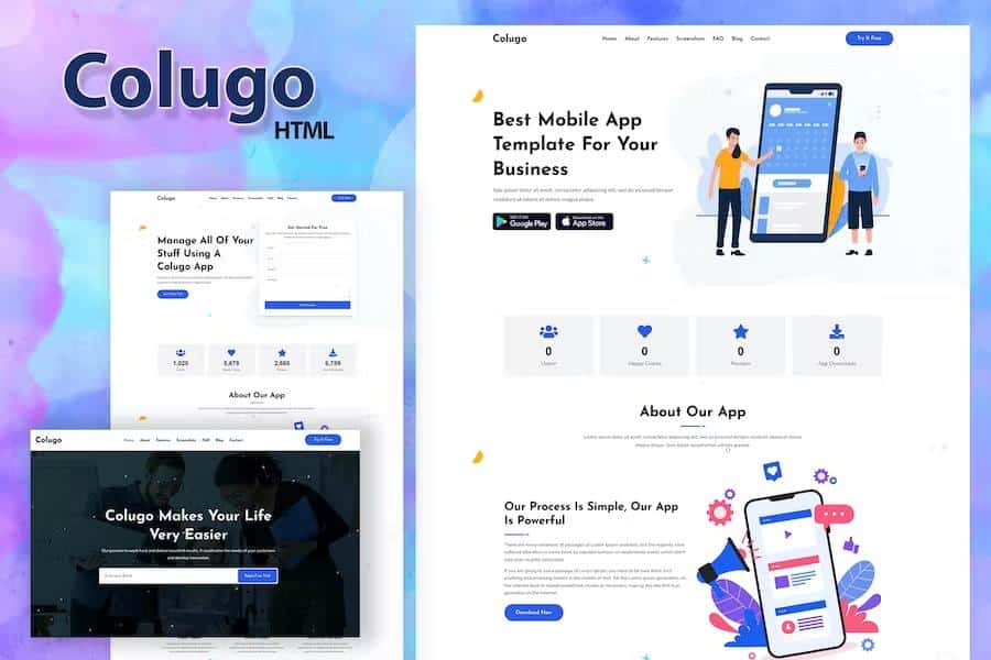 COLUGO – APP LANDING PAGE HTML TEMPLATE